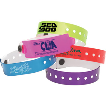 Multi-colored adjustable Paper Wrist Bands printed with event name